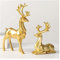 Rackbone Lot de 2 figurines de renne de Noël décoratives de style européen nordique pour cheminée, fenêtre, bureau, chambre à coucher, étagère, décoration pour la maison, le salon, le bureau (doré)