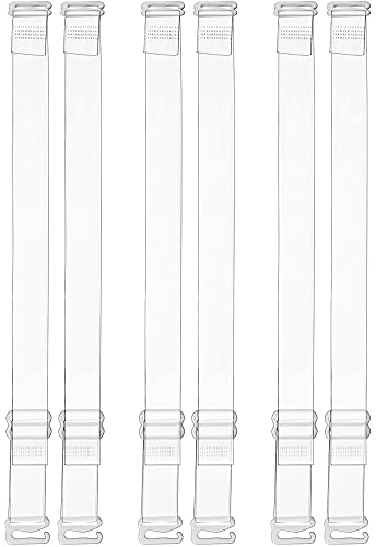 Invisible Clear Bra Straps Soft Transparent Bra Shoulder Straps Non-Slip Adjustable Bra Straps for Women Strapless Bras (3, 12 mm)