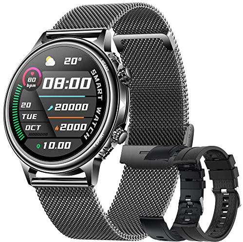 SmartWatch Orologio Fitness Tracker 1.32'' schermo Impermeabile Activity Tracker Contapassi Cardiofrequenzimetro Pressione nel Sangue Meteo Respiratori Interfacce Personalizzate Uomo Donna (Nero)