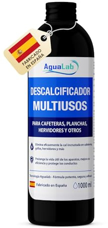 Descalcificador Cafetera 1L Liquido Antical Compatible con Delonghi Nespresso Dolce Gusto Krups Philips Cecotec Limpieza Cafetera Elimina Cal Formula Natural con Acido Citrico | AGUALAB