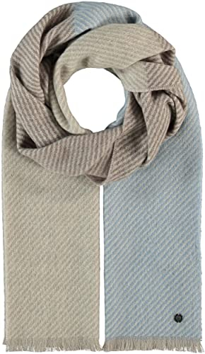 FRAAS Damen-Schal aus 100% Schurwolle - 38 x 180 cm Größe - Modische Stola mit Fransen und Fischgrät-Muster - Perfekt für den Winter - Sustainability Edition French Blue