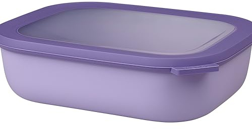 Mepal Multi Bowl Cirqula Rectangular - Mikrowellen Geschir - Geeignet als Luftdichte Aufbewahrungsbox für den Kühlschrank, Mikrowellengeschirr & als Frischhaltedosen - 2000 ml - Vivid lilac