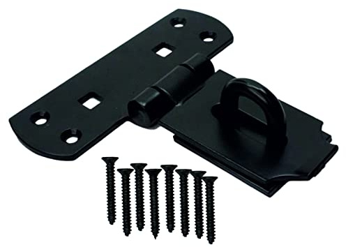 SUL Heavy Duty Hasp and Staple, Padlock Hasp with Fixing Screw, Ideal for All Types of Door Latch Padlock Use on Sheds, Doors and Gates (150mm/6 inch) – Black - 1pk.