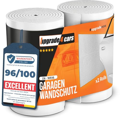 Upgrade4cars Garagen Wandschutz Weiß Selbstklebend mit Reflektor Zubehör | Autotür Kantenschutz | Anfahrschutz & Prallschutz | Einparkhilfe Garage | wasserabweisend & pflegeleicht