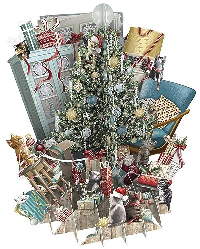 Paper D'Art Weihnachtskarte (3D-Karte – Katzen Weihnachten) XTW029