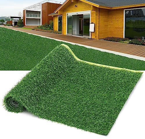 GOTGELIF Kunstrasen, 50 x 200 cm, realistischer Kunstrasenteppich, 20 mm hoch, natürlich aussehend, Kunstrasenmatte für Garten, Rasen, Landschaft, Innen- und Außenbereich (50 x 200 cm)