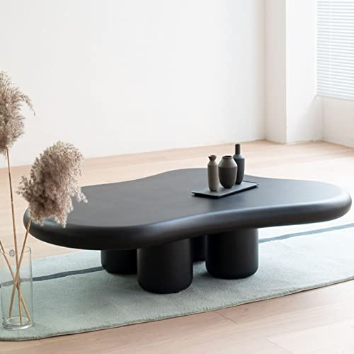 GLTZEN Couchtisch in Wolkenform aus Massivholz, Couchtisch im Cartoon-Stil für den Innenbereich, Cremeweiß, Cartoon-Stil, moderner Mitteltisch für Schlafzimmer, Wohnzimmer, Möbel, Schwarz-100 * 69