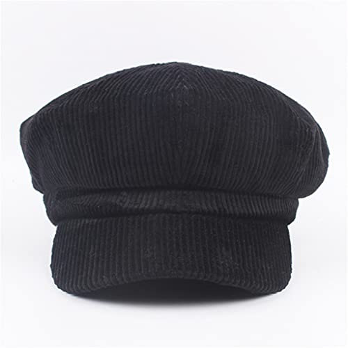 SUNMME Cord-Zeitungsjunge-Mütze für Damen, Kaffee-Vintage-Mütze für Damen, Herbst-Winter-Marken-Damenmaler-Achteckige Mütze (Farbe: D, Größe: 56–58 cm) (3er-Pack)