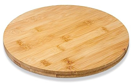 WILMAX - PLATEAU TOURNANT 33 X 4 CM - Plateau en bois - de service en bambou - Planche à découper - Cloche à fromage - Planchette - à petit-déjeune, de cuisine - Planche à découper