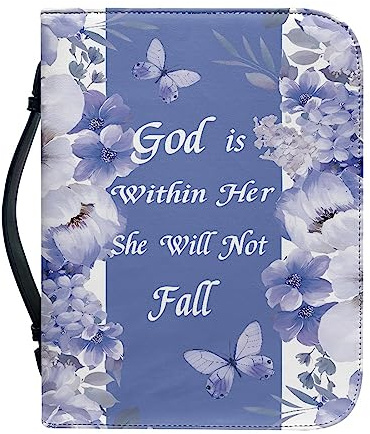 Kuiaobaty Lord Zitat Druck Bibel Hülle mit Griff Aquarell Blumen Schmetterling Buchhülle mit Lesezeichen Kirche Tasche, Kunstleder