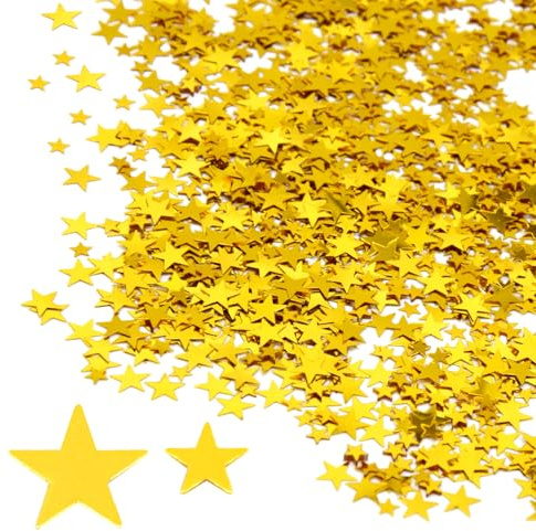 Hocansen 60g Stern Konfetti 6mm und 10mm Glitter Stars Konfetti Metallisch Folie Sterne Pailletten Holografische Tisch Confetti Party Dekoratio (Gold/ZX)