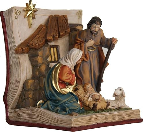 FADEDA Hlg. Familie im Buch/Höhe:11 cm/handbemalt/detailgetreue Krippen Figuren - Weihnachten Tisch Dekoration Krippe Zubehör