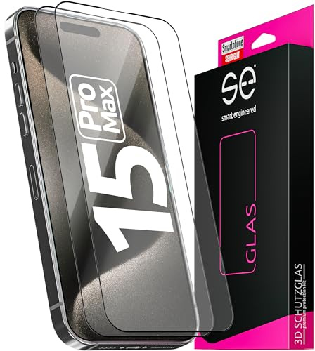 2 x se® für iPhone 15 Pro Max für Panzerglas - aus Deutschland 100% Passgenau mit Installationshilfe, kompatibel mit iPhone 15 Pro Max Schutzglas, Anti- Kratzer 9H Härte HD-Klar 100% Funktion