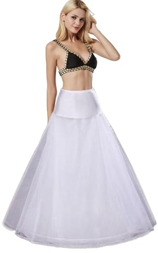 A-Line Hoop Petticoat Skirt Petticoats With Beautiful Lace Wedding Crinoline Underskirt Shaping Half Slips for Bridal Dress Fancy Costume Prom Dancing Party White petticoat Black petticoats(white,10)