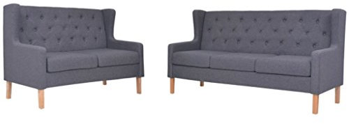 Camerina 2-TLG. Sofa-Set Stoff Grau Lounge Sofa Set Sessel Couch Loungesofa Polstersofa Sofagarnitur Wohnzimmer