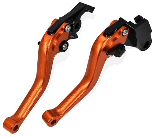 MTCRIGHTER 3D Fischgrätenmuster Kurzer Bremshebel Kupplungshebel für KTM 125 200 250 DUKE RC200 RC125, CNC-Aluminiumlegierung hergestellt (Orange)