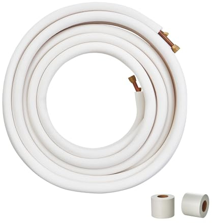 VEVOR Mini líneas divididas, tubos de cobre de 15 m, 9,53 mm, 15,875 mm de diámetro exterior, aislamiento de triple capa para aire acondicionado mini split, equipos de refrigerante