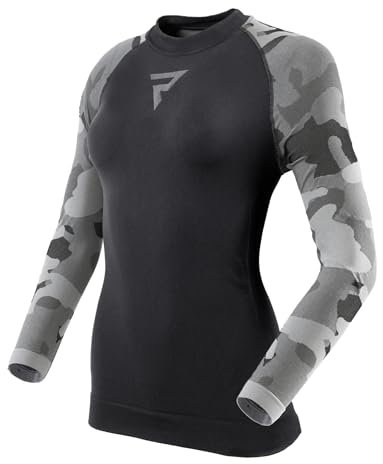 REBELHORN Freeze II dam termo-t-shirt för kvinnor, långärmad, kyla, termoaktiva underkläder, fuktabsorption, andningsförmåga, kompressionszoner, termiska motorcykelkläder