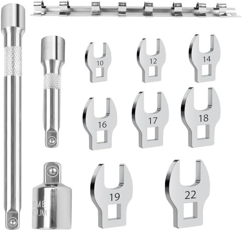 Filltown Crowfoot - Chiave a brugola con estremità aperta, 8 pezzi, con 3 manicotti