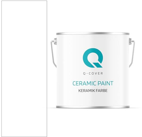 Q-COVER Keramik Farbe 5L (ca.35m²) Schneeweiß Wandfarbe Innenfarbe Abwaschbar Klasse 1 Mattfarbe Deckenfarbe Scheuerfest Küche Bad Treppen Ceramic Hohe Deckkfraft
