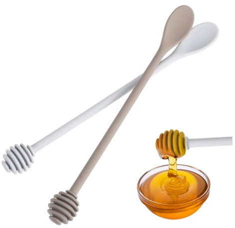 FUNOMOCYA 2pcs Silicone Covered Nylon Honey Stirring Spoon Mixing Stick for Honey Syrup Maple Fruit Kitchen Tools