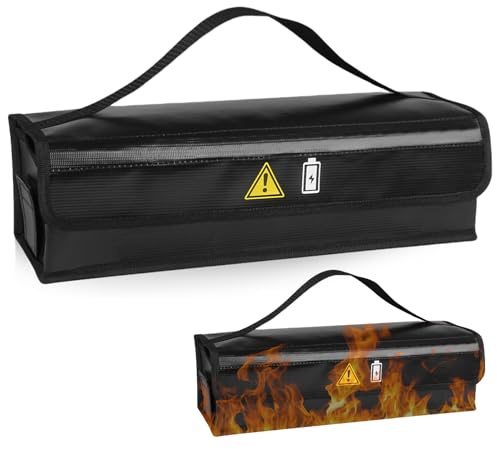 GOMETY Ebike Akku Tasche, 49x15x15cm Ebike Akku Tasche Feuerfest Aufprallschutz Wasserdicht Explosionssicher Sichere E-Bike Akku Schutzhülle Lipo Safe Bag für Lagerung Transport Aufladung