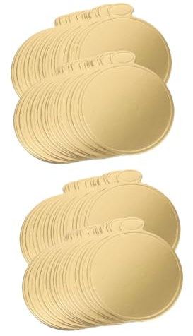 Amosfun 100 Stk Kleine Kuchen papier halter Kuchenbleche für Partys runde Bonbonbasis Cupcake-Kreise Kuchenbrett reiscake reis cake Zubehör für Tortenplatten kuchen kartonquadrate Golden
