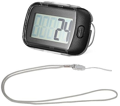 MUELODSIC Podomètre à Clip Noir en Plastique Marche Course Suivi des Pas, Multi-Fonctions, Corde Suspendue et Clip Ceinture Pratique pour Adultes