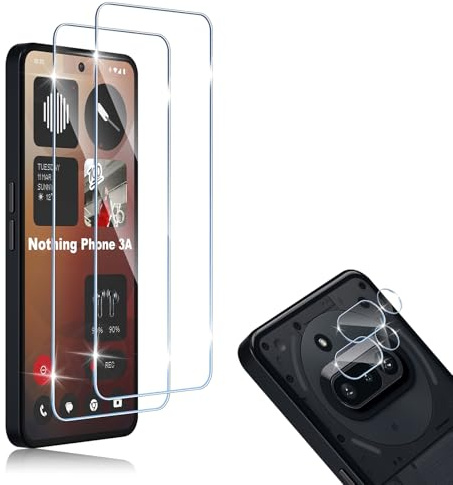 HidWee 2+2 Stück Schutzfolie für Nothing Phone 3a für Panzerglas mit Kamera Schutzfolie, 9H Härte Displayschutz Schutzglas HD Klar Anti-Kratzer Glas Folie, Oleophob Displayschutzglas
