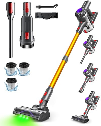 VACTechPro V15 Cordless Vacuum Cleaner, 35KPA 6-in-1 Stick Vacuum, Up to 45Mins Runtime Lightweight Vacuums with Detachable Battery, for Hardwood Floor Carpet Car Pet Hair