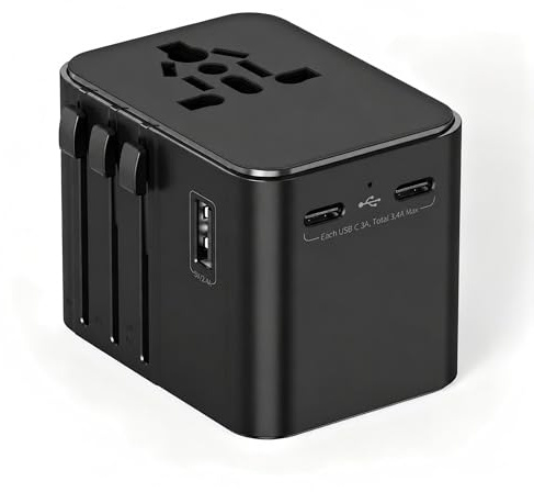 Adaptateur Prise Universelle Adaptateur Voyage avec 2 Ports USB A et 2 Ports Type C，France vers USA Canada UK Italie Australie Chine Japon Thaïlande，Prise Universelle Voyage