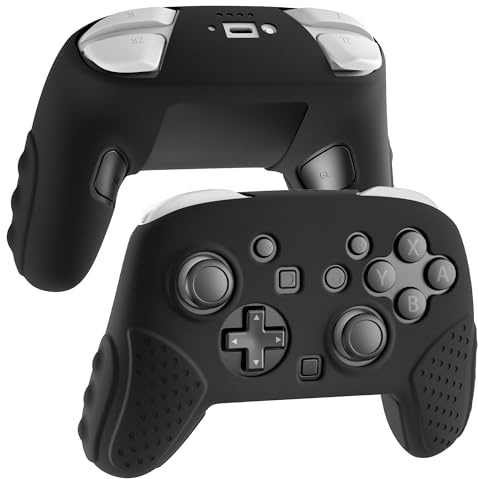 RHOTALL Silicone Cover Skin for Nintendo Switch 2 Pro Controller, Ergonomic Soft Anti-Slip Controller Grip Protector for Nintendo Switch 2 Pro, Comfortable Protector Grip Case Design - Black