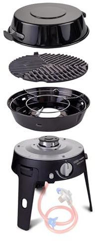 Barbacoa portátil CADAC Safari Chef 30 LP – Barbacoa compacta con | revestimiento antiadherente CeramiCoat, tapa/plancha, distribuidores de calor y bolsa de transporte, Camping y jardín