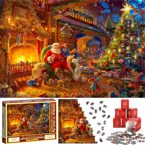ITMNMNL Puzzle Adventskalender 2025,Adventskalender Puzzle,24 Boxen -1008 Teile Puzzles für Erwachsene und Kinder,Puzzles Countdown bis Weihnachten,Weihnachtsgeschenke für Erwachsene und Kinder