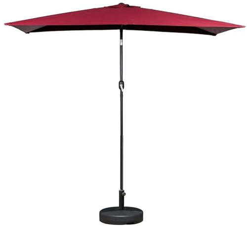 BTRUTY 200 * 300cm Sombrilla Rectangular Exterior Con Botón Para Inclinación Y Manivela, Parasol De Mercado De Patio, Sombrilla Portátiles De Playa Para Jardín(Red)
