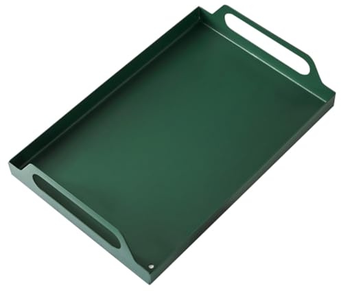 Hierro Bandeja con Asas Rectangular, para Servir Aperitivos y Postres | Color Verde, Uso en Restaurante y Dormitorio, Fácil de Llevar, Plato Auxiliar para Snacks y Dulces