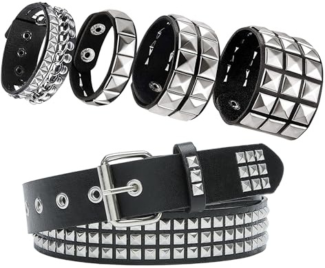 YMO Studded Belt, Studded Bracelet Gothic Rivet Punk Rock Cuff Emo Bracelets Emo Belt Goth Spiked Bracelets Grunge Emo Accessories for Women Men