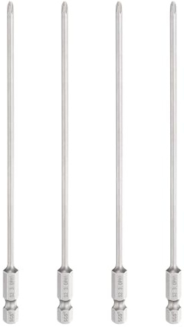 QUARKZMAN 4Pz #1 Punte Cacciavite Phillips PH1 1/4 Gambo Esagonale 6 (150mm) Lungo 3mm Asta Inserti per Avvitatore Punta Trapano a Croce Magnetiche Acciaio S2 per Utensili, Grigio