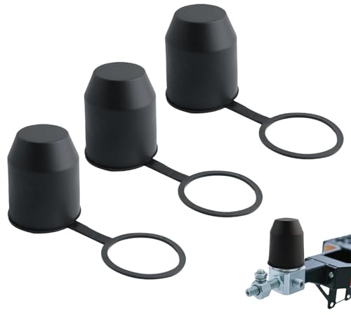 AnhäNgerkupplung Abdeckung Set,3-Teilig Abdeckung AnhäNgerkupplung Schutzkappe,Wasser- Und Staubdicht AnhäNgerkupplung Kappe,Abdeckkappe AnhäNgerkupplung Geeignet FüR Fahrzeuge Und Wohnmobile(Schwarz)