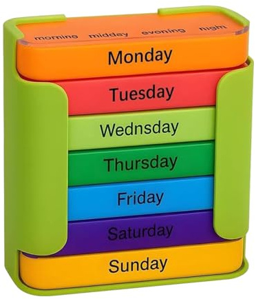 Pastillero Portátil 4 Veces Al Día | Porta Suplementos De 7 Días Pastillero Portátil 4 Tomas para Viajes Vacaciones Escuela Hogar Hospital Trabajo Mayores Niños