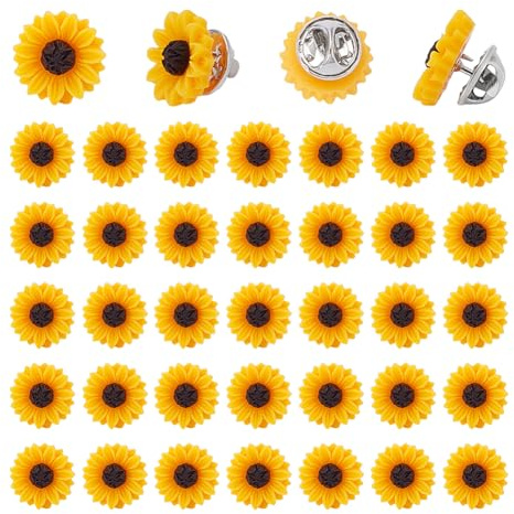 UNICRAFTALE Sonnenblumen Brosche Mit Harzblume Anstecknadel Großpackung Für Kleidung Hemden Strickjacken Hüte Taschen Plüsch