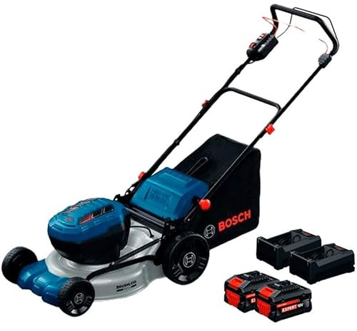 Bosch Pro selbstfahrender Akku-Rasenmäher GRA18V2-46SP | Schnittbreite: 46 cm, Schnitthöhe: 30-70 mm, 60 l Stoff-Grasfangkorb, Mulchstopfen, inkl. Akku und Ladegerät