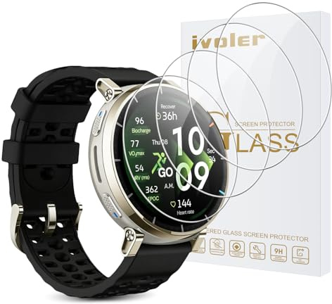 iVoler 4 Pezzi Vetro Temperato per Amazfit Active 3 Premium / Amazfit Balance 3 / Balance Ultra, Pellicola Protettiva Protezione Schermo Anti Graffio, Durezza 9H, Anti-Impronte, HD Chiaro, Senza Bolle