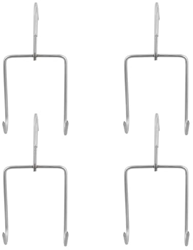 HANABASS 4pcs Stainless Steel Smoker Hooks Double Row Design for BBQ Grill and Meat Hanging, Sturdy Kitchen Meat Hooks for Smoking and Processing by Butchers and BBQ Grill Masters