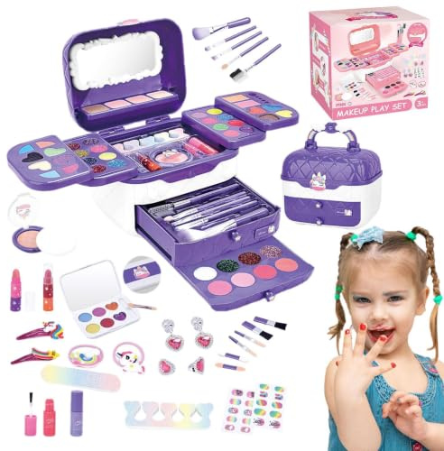 Maquillaje de Juego para niños, Maquillaje de Lavable para Niñas | Kit de maquillaje para niños, kits de cosméticos con espejos, s de maquillaje para niñas, niños de 3 a 12 años