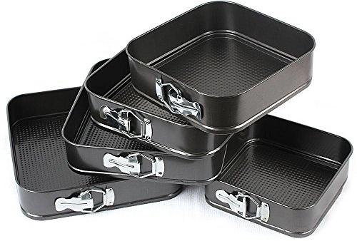 5 Pcs Square Non-Stick Spring Form Cake Pan Bake Tray Tins Parties Wedding Gift Set