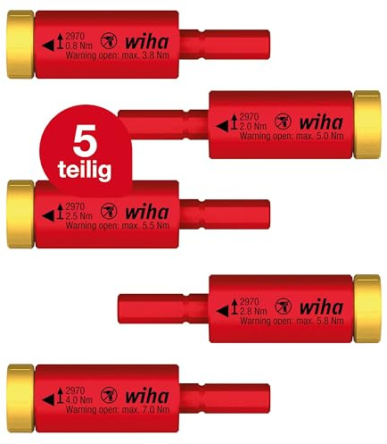 Wiha Drehmoment Set easyTorque Adapter electric für slimBits und slimVario Halter 5-teilig I Drehmoment-Adapter I 0,8-4,0 Nm I VDE geprüft (41479)