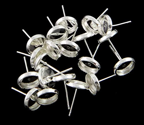 50 Ohrstecker für 8mm Cabochons Farbe Silber #S536