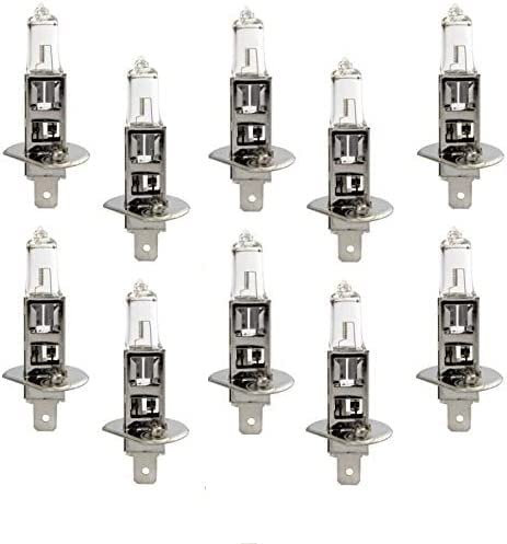 24 Volt - 10 Stück - H1 - P14,5s - 70W - 24V - CLEAR Nfz LKW Beleuchtung - Glühlampe, Glühbirne, Halogen Lampen. mit E-Prüfzeichen [STVZO zugelassen] - Hallenwerk