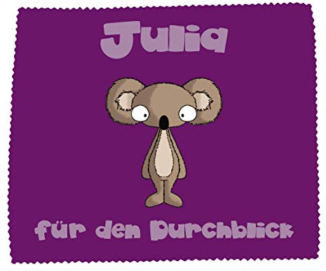 Farbwuselei Brillenputztuch Miezo Koala lila für den Durchblick Name individuell originell Geschenk